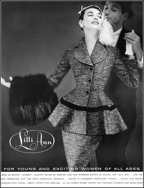 Dorian Leigh in suit by Lilli Ann, hat by John Frederics, … | Flickr Ashley Simpson, Early 60s Fashion, Dorian Leigh, Lilli Ann, Fashion 1950s, Vintage Suits, I'm Just A Girl, Vintage Couture, 1940s Fashion