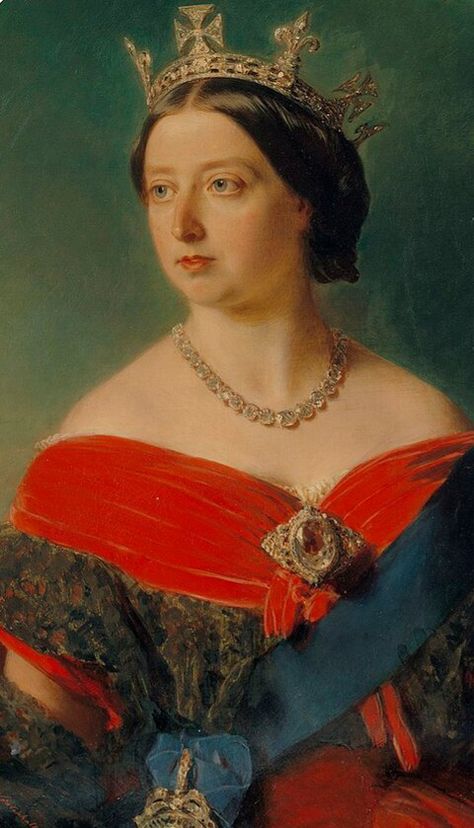 Painting Gemstones, Queen Victoria Crown, Franz Xavier Winterhalter, Franz Xaver Winterhalter, Queen Victoria Family, Koh I Noor, Old Portraits, Isabel Ii, Queen Of England