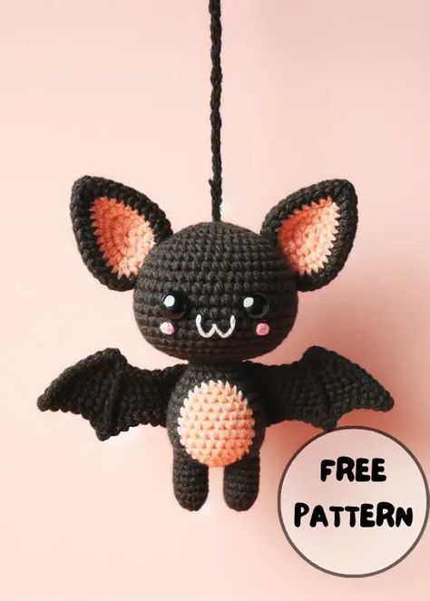 Free Crochet Hanging Bat Amigurumi Pattern Crochet Bat Wall Hanging, Bat Amigurumi Free Pattern, Bat Crochet Pattern Free, Crochet Bat Pattern, Spooky Crochet, Bat Crochet, Little Vampire, Gothic Theme, Crochet Bat