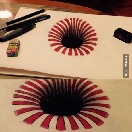 My first try on an illusion drawing... Do you guys like it? Illusion Drawings, Colorful Drawings, Art Drawings Simple, Art Plastique, Just For Fun, New Memes, Try On, Art Sketches, Daily Dose