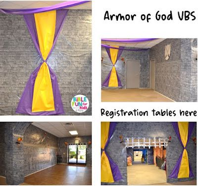 Armour Of God Vbs Decorations, Armor Of God Vbs Decorations, Registration Table, Vbs Decorations, Idol Worship, Ephesians 6 10, Class Decor, Blank Labels, Class Decoration