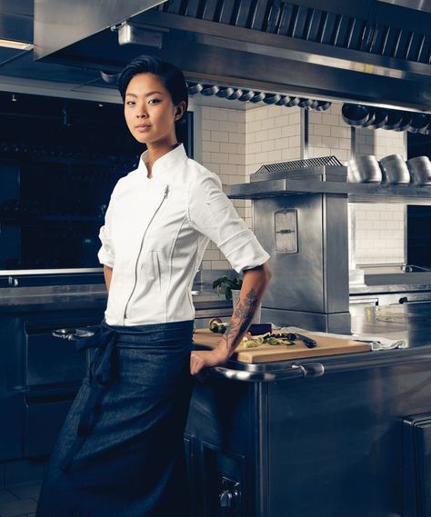 Chef Headshots, Chef Profile, Chef Photo, Kristen Kish, Chef Pictures, Black Chef, Uniform Style, Chef Styles, Restaurant Uniforms