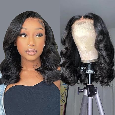 Bob Wig Human Hair 13x4 Frontal Lace Wig 14 Inch Body Wave HD Lace Front Wigs Human Hair Pre Plucked Glueless Bob Wigs for Women Human Hair Wigs (14 inch, Natural Black) Front Hair Styles, Lace Body, Body Wave Wig, Body Wave Hair, Short Bob Wigs, Lace Hair, Natural Hair Color, Hd Lace, Hair Waves