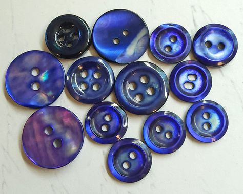 Blue Dye, Pearl Shell, Mother Of Pearl Buttons, Button Crafts, Sewing A Button, Vintage Buttons, Cobalt Blue, Cobalt, Mother Of Pearl