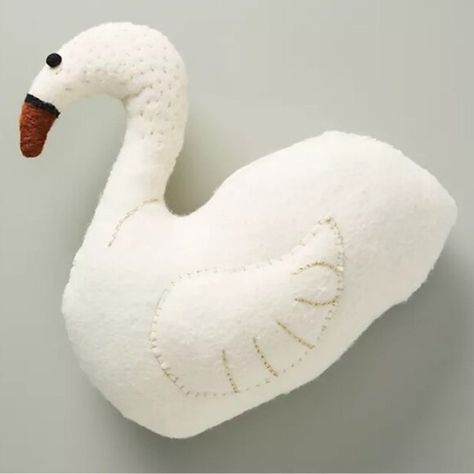 Anthropologie Graceful Swan Accent Pillow Swan Pillow, Flower Cottage, Guest Bed, Play Room, Accent Pillow, Cream White, Accent Pillows, Color Coding, Unique Pieces