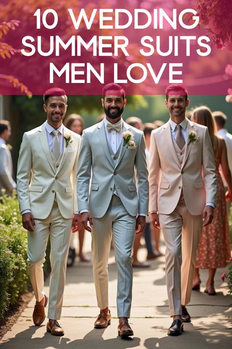 Did you know that nailing the perfect wedding summer suits for men is easier than you think? Dive into our captivating guide—it’s packed with trendy summer wedding attire ideas, from dapper linen suits to light, breathable fabrics. Uncover how the right color combos and accessories can transform your look. Get ready to make a statement at any summer ceremony! Linen Suits For Men Wedding, Summer Ceremony, Linen Suits For Men, Suit For Men Wedding, Summer Wedding Suits, Summer Wedding Attire, Summer Suits Men, Party Outfit Men, Wedding Party Outfits