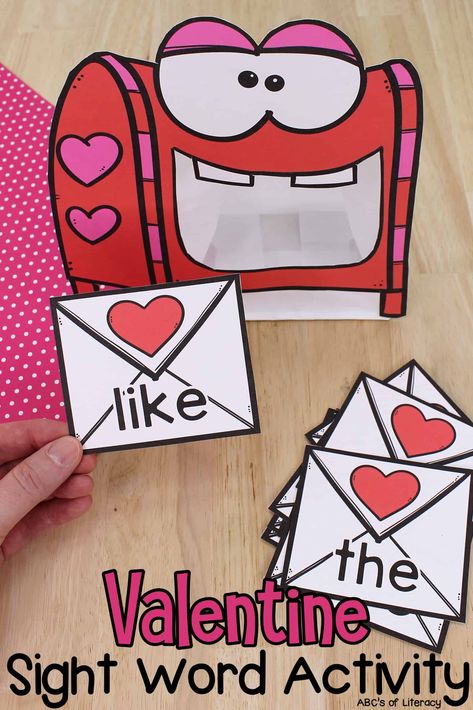 Valentine Mailbox Ideas Diy, Valentine Sight Word Activities, Mailbox Ideas Diy, Valentine Literacy Activities, Diy Valentine's Mailbox, Valentine Sight Words, Sight Word Activity, Kindergarten Craft, Kindergarten Valentines