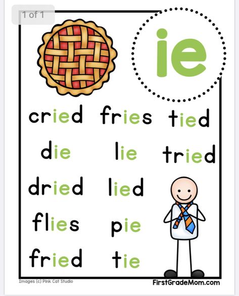 Ie Words Phonics, Phonics Blends, Phonics Posters, Vowel Teams, Kindergarten Reading Activities, Preschool Reading, Phonics Sounds, Vowel Team, English Phonics