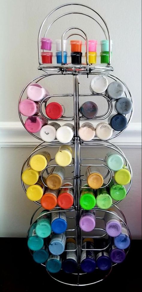 Dollar Tree Craft Room Storage Ideas, Paint Can Holder Diy, Dollar Tree Paint Holder Diy, Dollar Tree Napkin Holder Ideas, Dollar Tree Paint Holder, Diy Paint Holder Storage, Diy Paint Holder Storage Craft Rooms, Napkin Holder Craft, Craft Room Ideas On A Budget