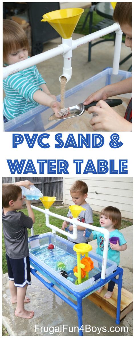 Pipe Diy Projects, Toddler Water Table, Diy Outdoor Toys, Kids Water Table, Diy Kids Playground, Outdoor Kids Play Area, Backyard Kids Play Area, Outdoor Play Areas, Sand And Water Table