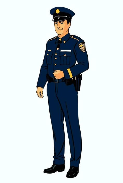 Policeman character, vector portrait in cartoon style. Policeman Drawing, Policeman Cartoon, Vector Technology, Character Vector, Police Uniforms, Community Helpers, Cartoon Portrait, Vector Portrait, Policeman