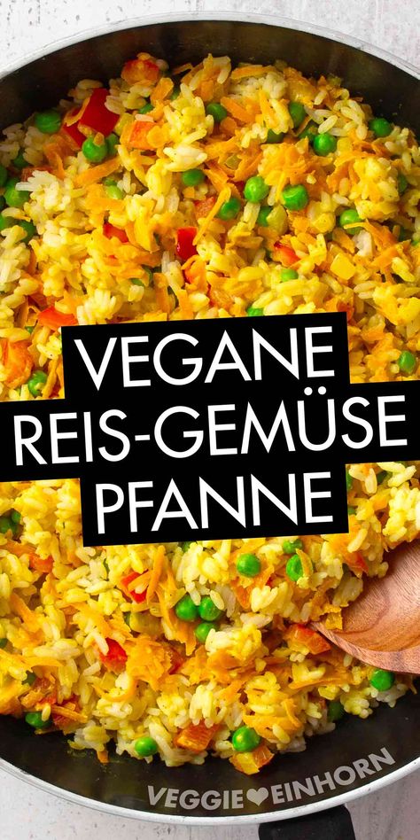 Vegane Reis-Gemüse-Pfanne mit Frischkäse Egg-free Recipes, Vegan Rice, Vegetarian Entrees, Gourmet Cooking, Food Is Fuel, Vegetarian Dinner, Vegan Lunch, Vegan Cooking, Vegan Dinner Recipes