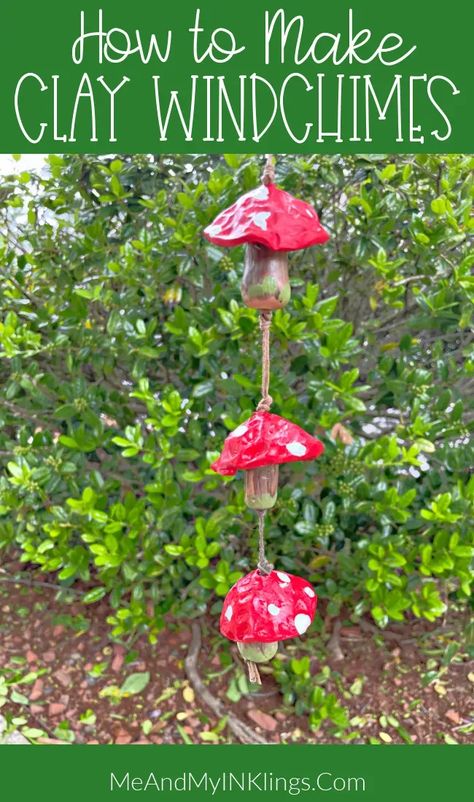 How to Make Clay Wind Chimes - Laura Kelly's Inklings #originalsculpey #clay #windchime #diy #handpainted #mushroom #craft Windchime Diy, Clay Wind Chimes, Windchimes Diy, Wind Chimes Homemade, Elegant Life, Mushroom Crafts, Thrift Store Decor, Easy Diy Decor, Sculpey Clay