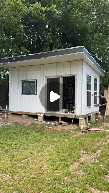 Tiny House Attractive🏠 | This backyard studio is what dreams are made of😍✨✨  Watch @arnelle transform this backyard shed into a studio that can function as a home... | Instagram Guest Quarters Ideas, Sheds Turned Into Bedrooms, Tiny House Apartment, Backyard Shack Ideas, Living In A Shed Tiny House, Container Studio Apartment, Small House In Backyard, Shed Adu Conversion, She’d Converted To House