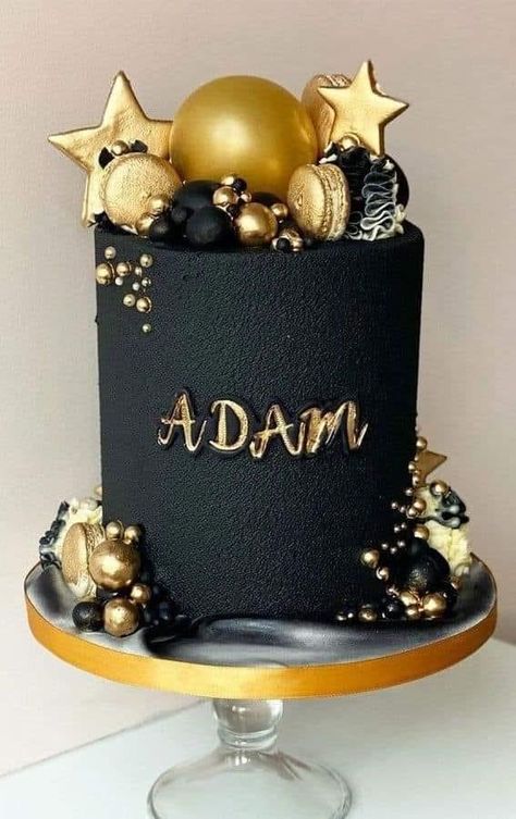 Cake For 33 Year Old Man, Black And Grey Birthday Cake, Black Gold Cake Ideas, Black And Gold Buttercream Cake, Latest Cake Designs For Kids, Red And Black Cake Ideas Birthdays, Cool Birthday Cakes For Men, Latest Cake Trends, Black And Gold Cake Ideas