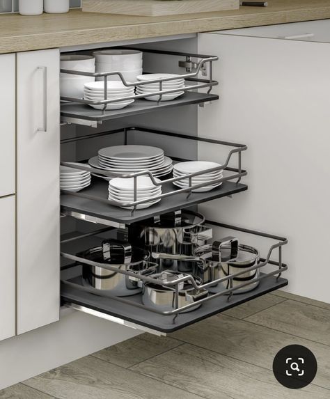 Kitchen Storage Accessories, Base Cabinet Storage, Kitchen Bins, Kitchen Cabinet Accessories, Organizers Kitchen, Cabinet Organizers, Modern Kitchen Accessories, Desain Pantry, Kabinet Dapur