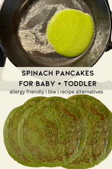 Blw Egg Free Breakfast, Chickpea Baby Led Weaning, Egg Free Blw Recipes, Breakfast For Baby, Pancakes For Babies, Egg Free Pancakes, Pancake Roll, Egg Free Breakfast, Spinach Pancakes