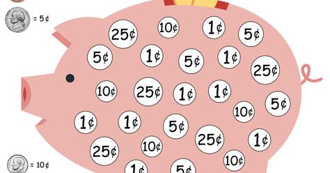 free_Piggy Bank Coin Recognition.pdf Coins Worksheet, Coins Kindergarten, Counting Coins Worksheet, Money Kindergarten, Counting Money Worksheets, First Grade Crafts, Bank Savings, Learning Money, Pig Bank