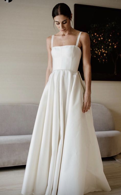 Straight Satin Wedding Dress, Simple Debutant Dress, English Garden Wedding Dress, Simple Aline Wedding Dress, Simple Classic Wedding Dress, A Line Satin Wedding Dress, Causal Wedding, Square Neck Wedding Dress, Garden Wedding Dresses