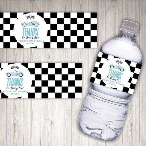 Editable Blue Race Car Baby Shower Water Bottle Label | Racecar Baby Shower Favor Bottle Labels by PerfectPartyDigital on Etsy Racecar Birthday Party, Blue Race Car, Car Birthday Party, Water Bottle Labels Baby Shower, Baby Shower Water Bottles, Race Car Birthday Party, Race Car Birthday, Car Birthday, Water Bottle Label