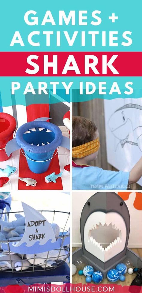 Shark Party Games, Shark Themed Food, Shark Party Foods, Shark Week Crafts, Shark Crafts, Shark Party Favors, Shark Week Party, Shark Craft, Shark Themed Party