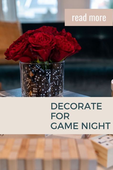 Game Night Birthday Party Adult, Game Night Birthday Party Decorations, Adult Game Night Decorations, Game Night Ideas For Adults Decorations, Board Game Night Aesthetic, Game Night Decor, Game Night Table, Game Night Aesthetic, Night Table Decor