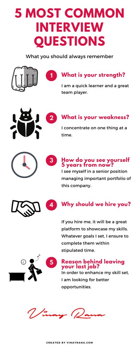 Want to feel more confident in interview. Here are the 5 most common interview questions with smart answers. Personal Interview Questions, Smart Interview Questions, Mcdonalds Interview Questions, Job Interview Questions And Answers Tell Me About Yourself, Questions To Ask In Job Interview, Html Interview Questions, Jobs Interview Tips, Teacher Interview Questions To Ask, Waitress Interview Questions