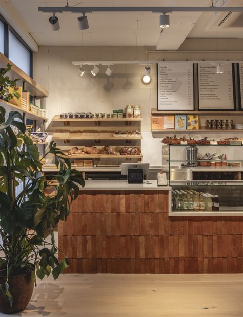 Studio Found designs Honey & Co’s new deli and dining destination, teaming texture with rich terracottas. | Material Source Deli Shop Design, Sandwich Shop Ideas, Modern Deli, Deli Interior, Deli Cafe, Hospitality Interior Design, Deli Shop, Deli Counter, Sandwich Shop