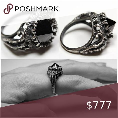 ISO BLOODMILK RING VOLUME 1!!!! Enchanted Ring, Victorian Gothic Jewelry, Gothic Wedding Rings, Gothic Engagement Ring, Gothic Elegance, Pastel Goth Fashion, 7 Ring, Gothic Rings, Black Onyx Stone