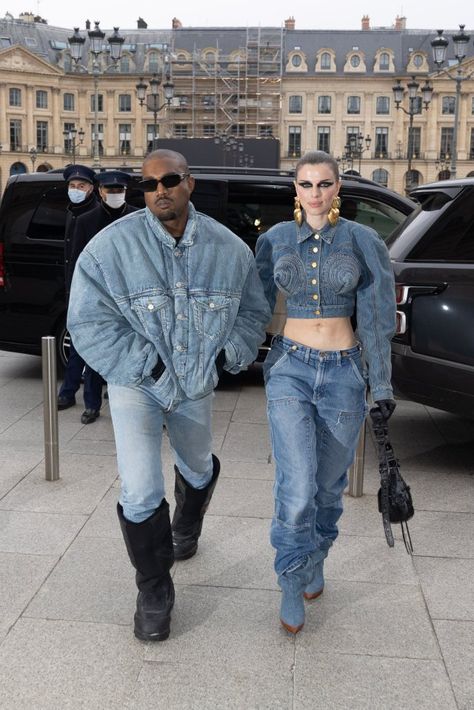 KANYE West and Julia Fox have split just two weeks after the rapper declared his love for his ex Kim Kardashian. The 44-year-old has also targeting Kim’s new man Pete Davidson on social media. Julia’s rep confirmed the split to InTouch on Monday. They told the outlet: “Julia and Kanye remain good friends and collaborators […] Canadian Tuxedo Mens, Canadian Tuxedo Party, Men Denim Outfit, Kanye Fashion, New Kanye, Fashion Week 2022, Denim Party, Julia Fox, Moda Denim