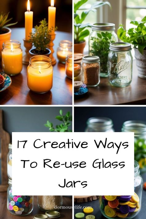 Glass jar crafts, DIY projects, reuse and recycle, home decor, organization, storage, candle holders, vases, centerpieces, spice jars, tea light holders, bathroom storage, kitchen organization, herb planters, pencil holders, gift containers. Up recycle. Upcycle Yogurt Jars, Recycled Spice Jars, Ideas For Candle Jars, Pasta Jars Reuse, Repurpose Jars Diy Projects, Repurposing Glass Jars, Diy Glass Jar Crafts, Ways To Reuse Candle Jars, Recycle Jars Ideas