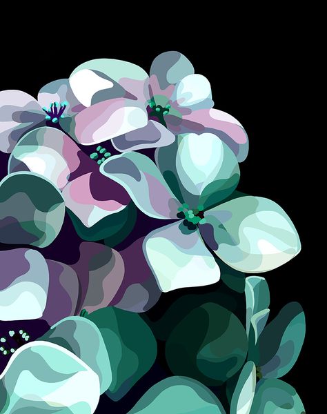 hydrangea Abstract Floral Art, Soyut Sanat Tabloları, Gouache Art, Art Et Illustration, Contemporary Modern Art, Painting Art Projects, Diy Canvas Art, Simple Art, Canvas Art Painting