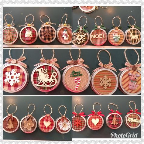 Christmas Ornaments made from mason jar lids Mason Jar Lid Crafts, Lid Christmas Ornaments, Lid Crafts, Mason Jar Lids Crafts, Jar Lid Crafts, Mason Jar Lid, Mason Jar Lids, Ornament Ideas, Jar Lids