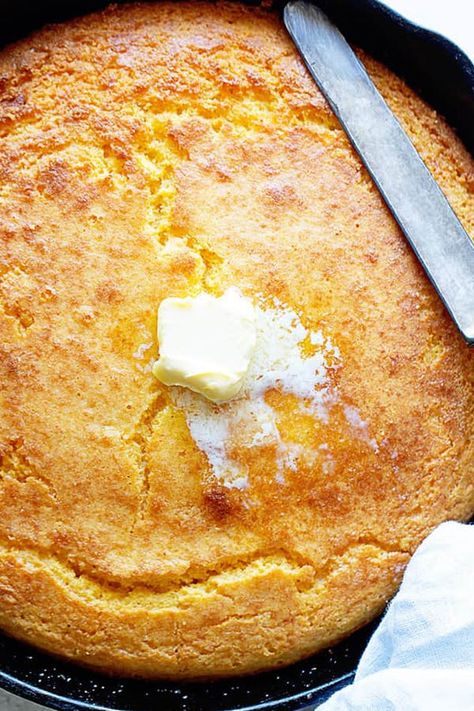 28 Soul Food Recipes That Southerners Swear By (and Northerners Need to Try) #purewow #food #recipe #comfort #cooking #baking Fluffy Cornbread, Southern Cornbread Recipe, Soul Food Recipes, Corn Bread Bake, Delicious Cornbread, Cornbread Dressing Southern, Skillet Cornbread, Southern Cornbread, Sweet Cornbread