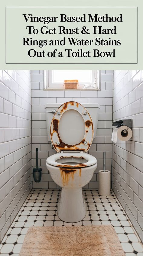 Vinegar Based Methods To Get Rust Rings And Hard Water Stains Out Of A Toilet Bowl - 101CleaningTips.net Cleaning Toilets, Toilet Bowl Stains, Toilet Stains, Hard Water Stain Remover, Urine Stains, How To Clean Rust, Hard Water Stains, Homemade Cleaning, Toilet Tank