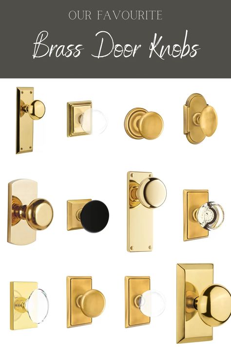 Our Favourite Brass Door Knobs - Making it in the Mountains Gold Interior Door Handle, Antique Brass Door Hardware, Glass Office Doors, Bedroom Door Knobs, Bedroom Door Handles, Brass Door Knob, Black Door Knobs, Interior Door Hardware, Interior Door Knobs