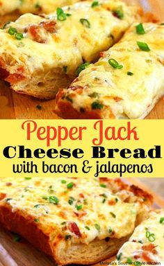 Melissas Southern Style Kitchen, Bacon Appetizers, Party Food Dessert, Stuffed Jalapenos With Bacon, Garlic Bread Recipe, Cheesy Garlic Bread, Slow Cooker Desserts, Cheesy Bread, Appetizer Bites