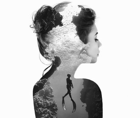 Double Exposure Portraits Where I Merge Two Worlds Into One | Bored Panda Double Exposure Portrait, Double Exposition, Double Exposure Photography, Photography Poster, Charcoal Drawings, Photography Photoshop, Photography Book, Raster Image, Multiple Exposure