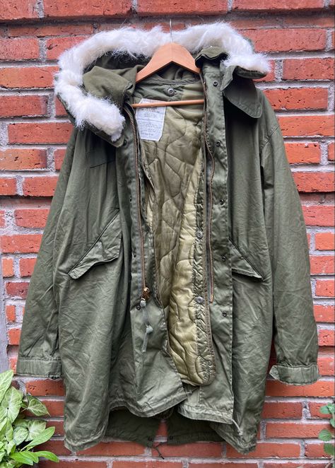 This is a Medium Regular fishtail parka dated 1972, with a 1983 hood and matching liner, all pieces found here in Mexico City. Fishtail Parka, Style Reference, Military Surplus, I Hate People, Us Army, Mexico City, Parka, Quick Saves, Clothes