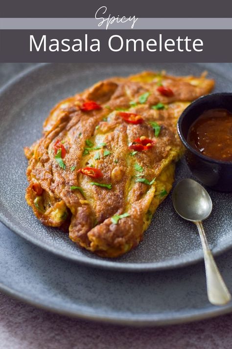 This Spicy Masala Omelette makes a delicious breakfast. If you love spice then this one's for you Indian Omelette, Masala Omelette, Veg Sandwich, Small Tomatoes, Homemade Tortillas, South African Recipes, Filling Breakfast, Indian Breakfast, Tortilla Wraps