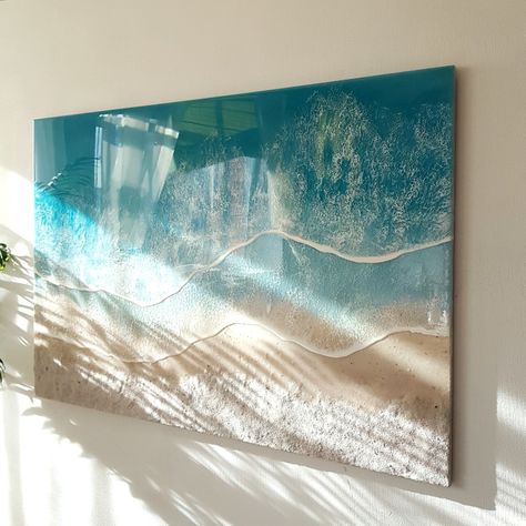 Beach Resin Wall Art, wall decor, Beach Gift, Resin, Beach Decor, Custom Art, Ocean Painting, Wall Decor -Gift for woman Resin Ocean Art Diy, Resin Sea Art, Beach Resin Art, Resin Beach Art, Resin Ocean Art, Beach Resin, Ocean Waves Art, Resin Beach, Coastal Artwork