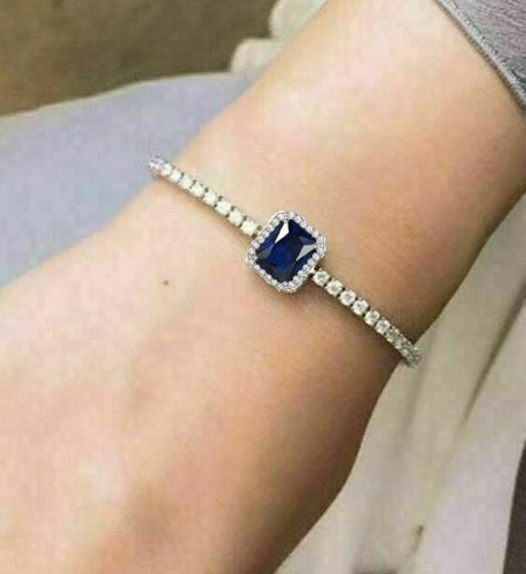 Sapphire Bracelet Simple, Prom Planning, Sapphire Jewellery, Blue Sapphire Bracelet, Blue Sapphire Jewelry, Jewelry Traditional, Storing Jewelry, Diamond Bangles, Bracelet For Her