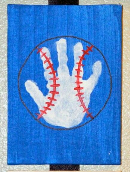 Baseball Handprint Craft, Handprint Baseball, Summer Sports Crafts, Sports Crafts For Kids, Handprint Crafts For Kids, Sport Themed Crafts, Baseball Project, Baseball Activities, Making Paper Flowers