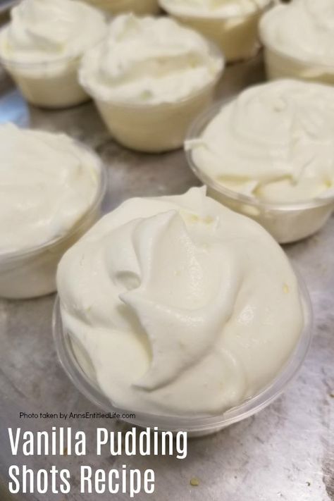 Whipped Vodka Pudding Shots, Vanilla Pudding Shots With Vodka, Whipped Jello Shots, Wedding Cake Pudding Shots, Vanilla Pudding Shots Recipes, Frozen Pudding Shots, Pudding Shots With Whipped Vodka, Birthday Pudding Shots, Pudding Shots Cheesecake