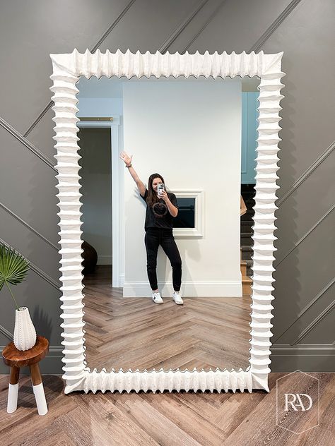 Rectangle Mirror Makeover Diy, Modern Mirror Frames, Mirror Upgrade Diy Frames, Sconces Mirror, Mirror Trim Ideas Diy Frame, Mirror Upgrade Diy, Plaster Of Paris Mirror Frame, Mirror Trim Diy, Plain Mirror Makeover