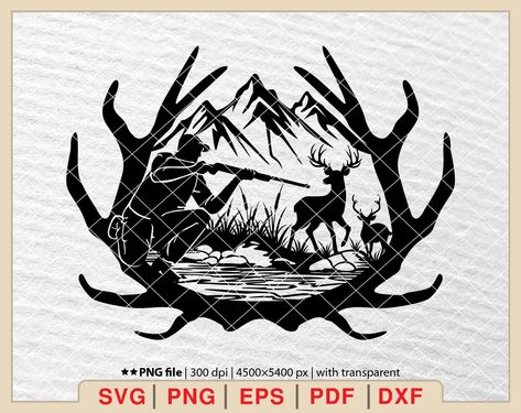 Hunting Silhouette Made With Circuit, Deer Wreath Svg, Cricut Svg Files Free Hunting, Hunting Svg Shirts, Free Svg Files For Cricut Deer Hunting, Antler Svg, Hunter Svg, Hunting Svg, Deer Hunter