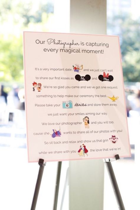 To many lovey-dovey couples, a Disneyland proposal is a picture-perfect way to pop the question. Ty Junemann and Ashley Idema made all of their Disney drea Disneyland Proposal, Disney Theme Wedding, Disney Wedding Dress, Disney Wedding Centerpieces, Disney Themed Wedding, Disney Wedding Ideas, Unplugged Wedding Sign, Wedding Disney, Disney Inspired Wedding