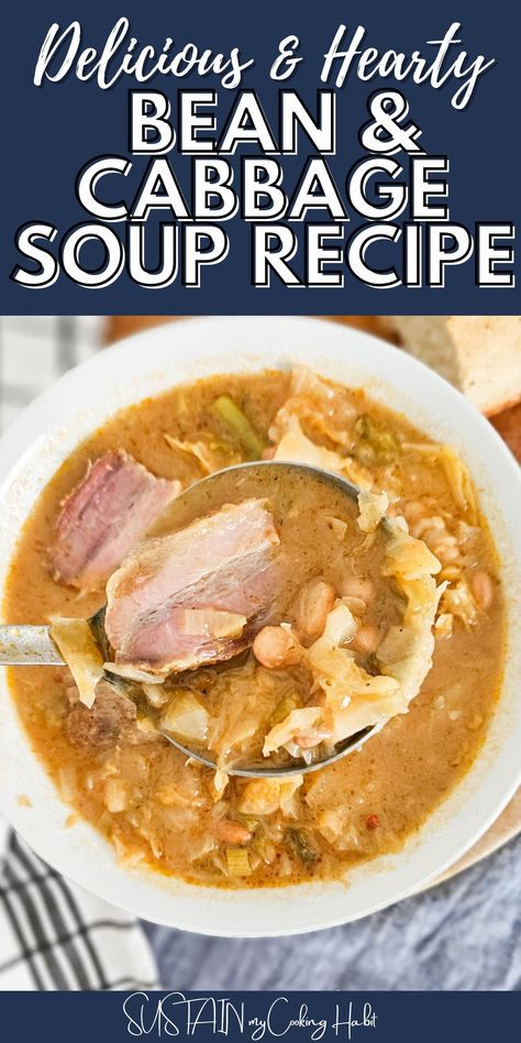 This delicious and nutritious cabbage and bean soup is perfect for the colder months, providing warmth and comfort with every spoonful. Cabbage And Bean Soup, Canning Soups, Healthy Cabbage Soup, Fresh Ingredient Recipes, Bean Soup Recipe, Soup Beans, Farm Fresh Recipes, Potato Leek Soup, Bean Soup Recipes