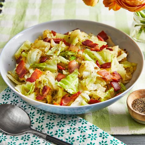 fried cabbage recipe Fried Cabbage And Bacon, Fried Cabbage Recipes, Irish Recipes Traditional, Easy Vegetable Side Dishes, Cabbage And Sausage, Cabbage And Bacon, Fried Cabbage, Beef And Potatoes, Corn Beef And Cabbage