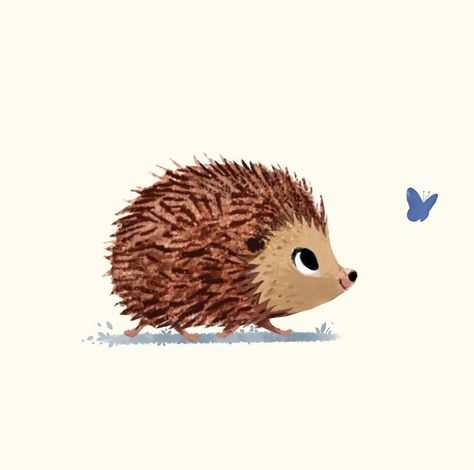 Hedgehog Book, Hedgehog Drawing, Hedgehog Illustration, Comfort Art, Cute Animal Illustration, Ipad Drawings, Cartoon Embroidery, Cute Hedgehog, Watercolor Drawing